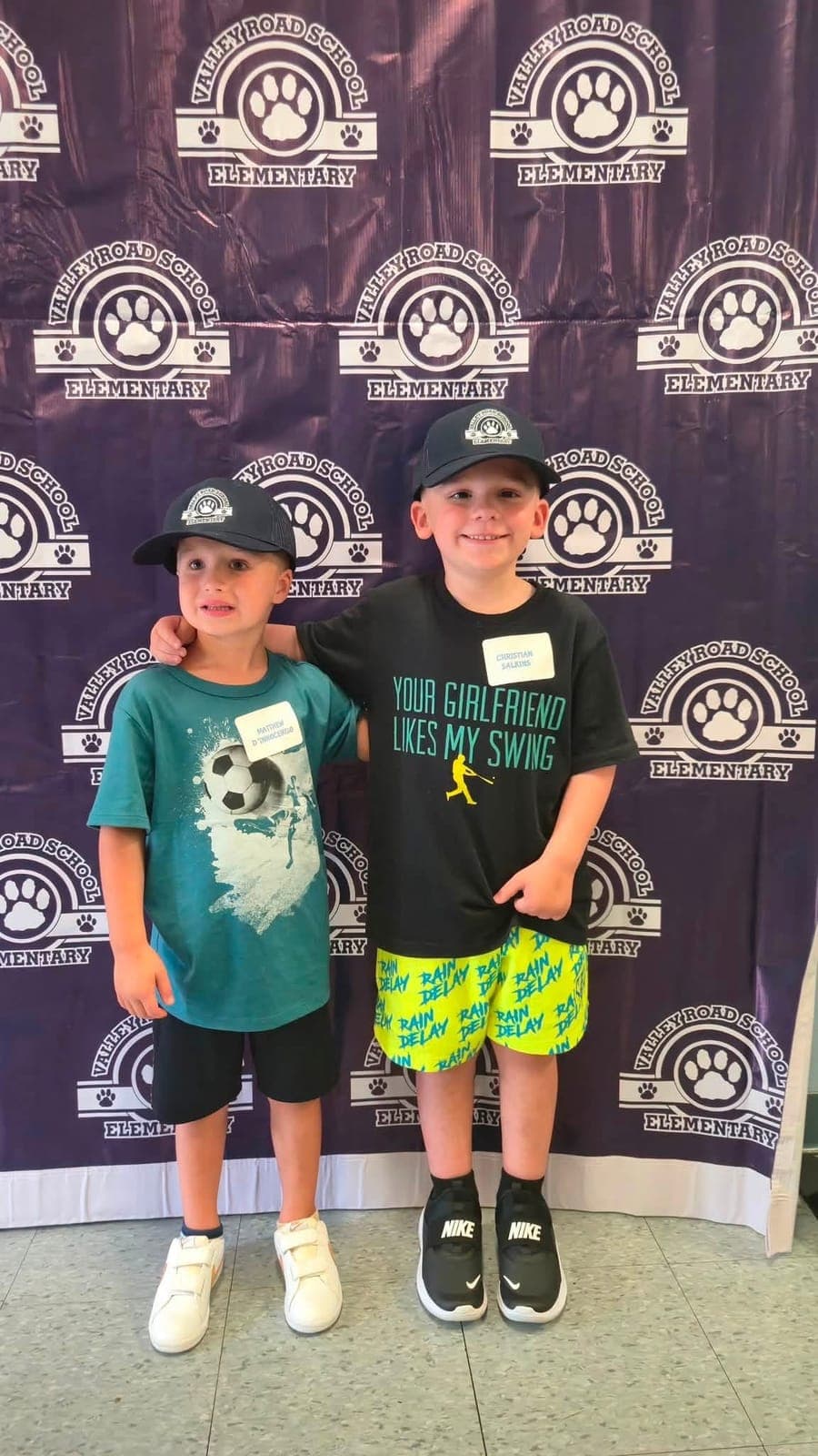 Students posed at Valley Road School’s new photo backdrop during the inaugural signing-day event.